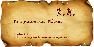 Krajcsovics Mózes névjegykártya
